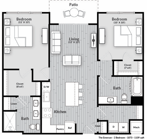 a floor plan of a house at The Harrison, Newtown Square, PA, 19073